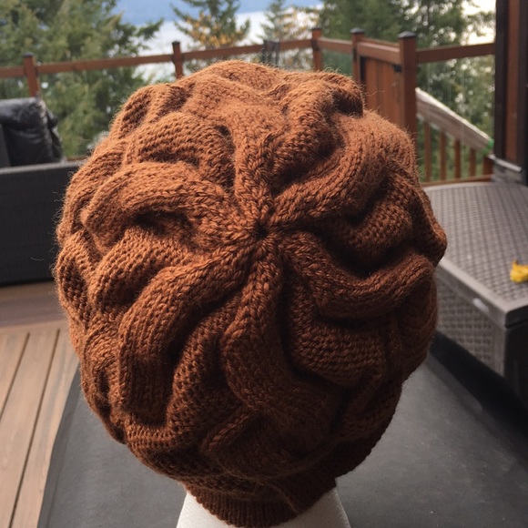 Hand Knit Cabled Slouchy Hat - Picture 2 of 5